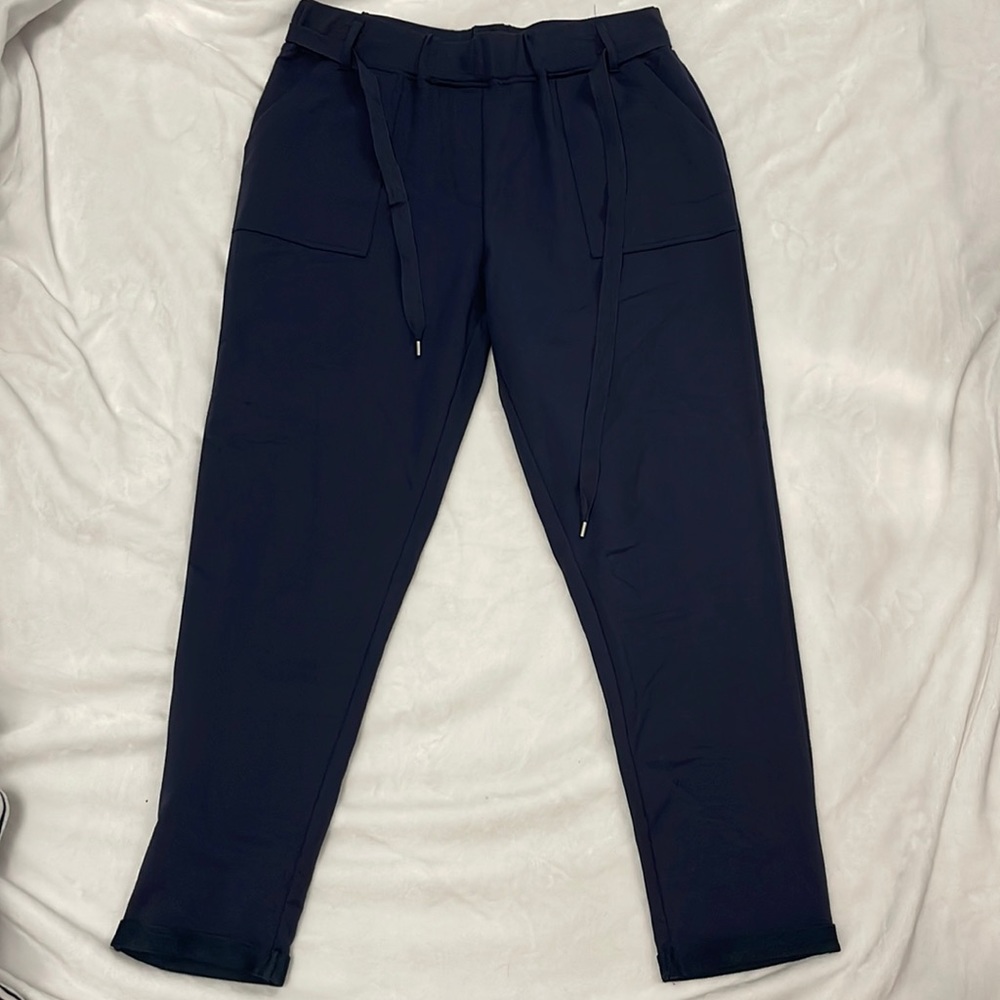 Navy Drawstring Tailored Jogger Pants